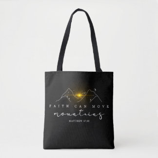 Christian Faith Sunrise In Mountains White Script Tote Bag