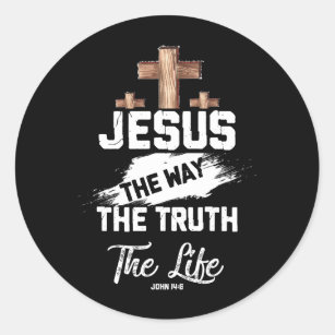 Christian Faithcross Jesus The Way Truth Life John Classic Round Sticker