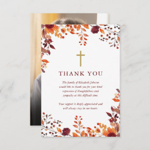 Christian Fall Celebration Of Life Photo Funeral Thank You Card