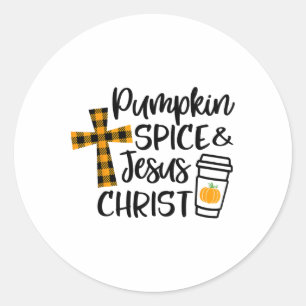 Christian Fall Pumpkin Spice And Jesus Christ Scri Classic Round Sticker