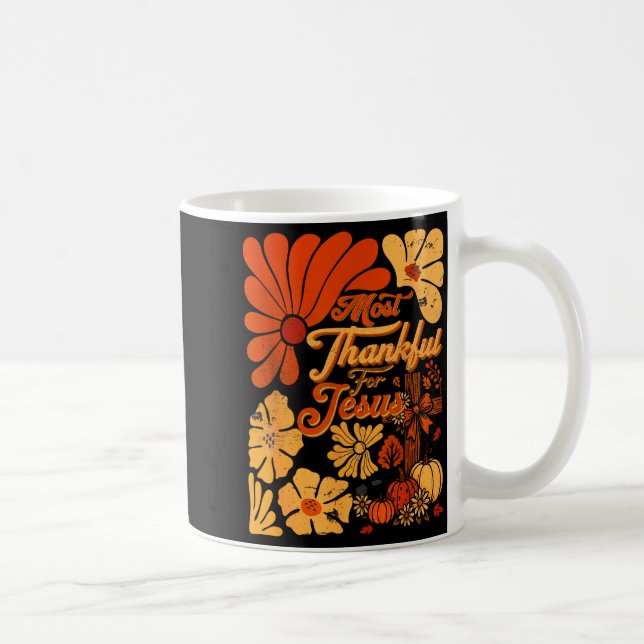 Christian Fall Thanksgiving Autumn Most Thankful F Coffee Mug (Right)