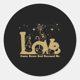 Christian Family Christmas Nativity Scene Gold T S Classic Round Sticker