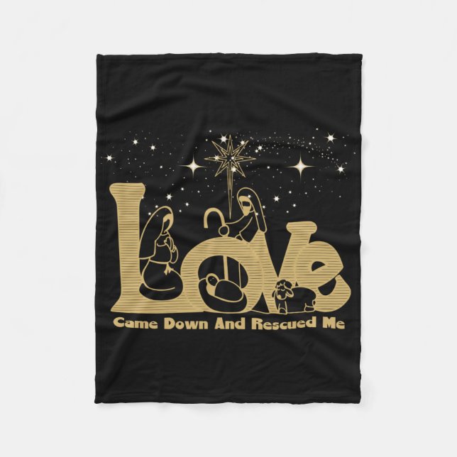Christian Family Christmas Nativity Scene Gold T S Fleece Blanket (Front)