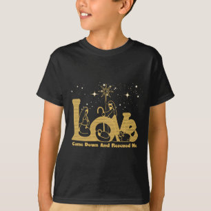 Christian Family Christmas Nativity Scene Gold T S T-Shirt