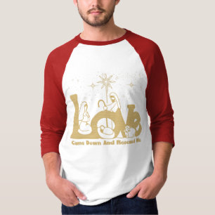 Christian Family Christmas Nativity Scene Gold T-Shirt