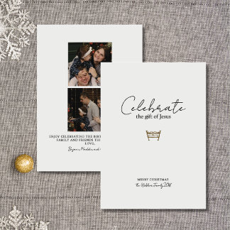 Christian Family Elegant Religious Nativity Photo Holiday Card