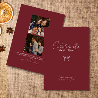 Christian Family Elegant Religious Photo Christmas Holiday Card