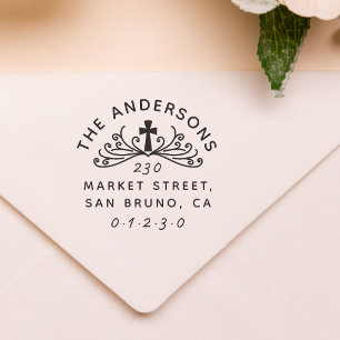 Christian Family Name & Return Address Self-inking Stamp