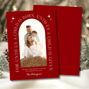 Christian Family Photo Christmas Scripture Red Holiday Card