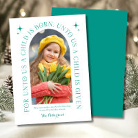 Christian Family Photo Christmas Teal Bible Verse