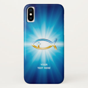 Christian Fish Cross blue background   Unique Gift Case-Mate iPhone Case