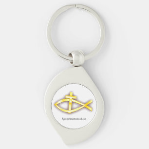 Christian Fish Cross Symbol Key Ring