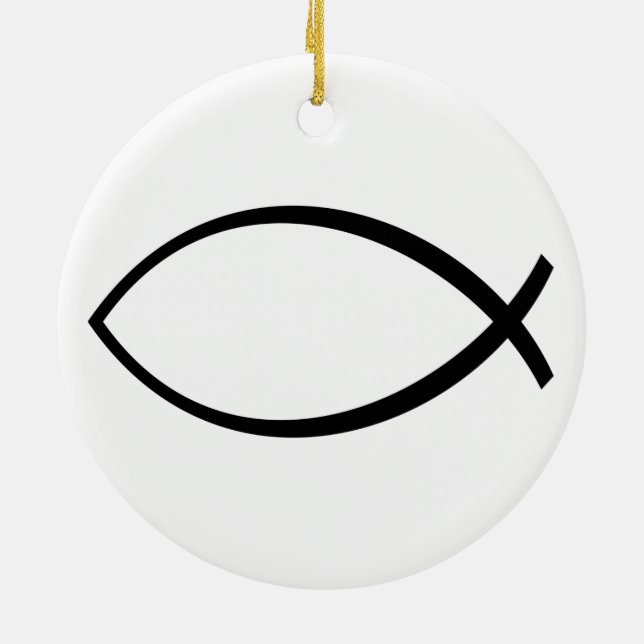Christian Fish (Ichthys) Symbol Ceramic Tree Decoration (Back)
