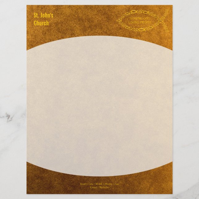 Christian Fish Symbol Gold Letterhead (Front)