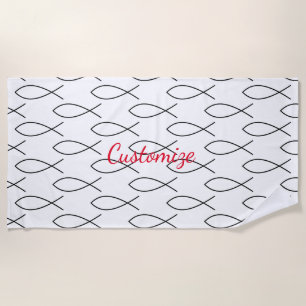 Christian Fish Symbol Ichthys Thunder_Cove Beach Towel