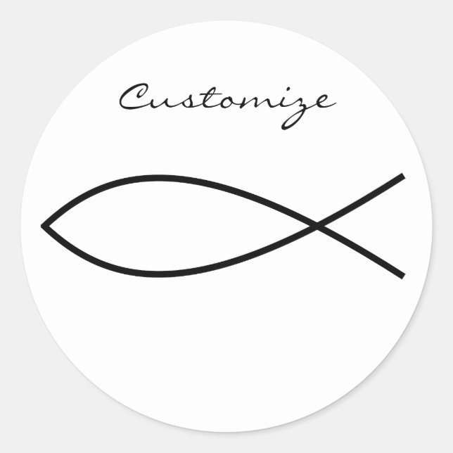 Christian Fish Symbol Ichthys Thunder_Cove Classic Round Sticker (Front)