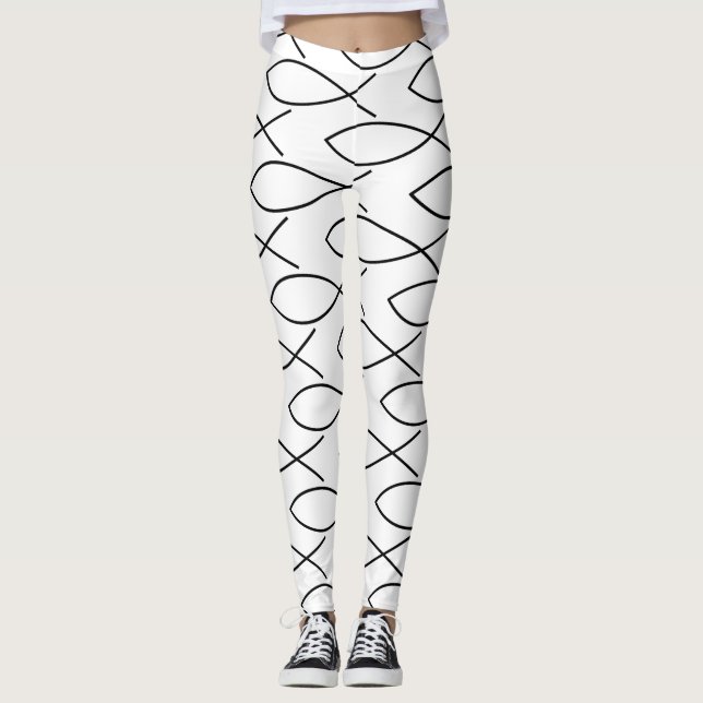 Christian Fish Symbol Ichthys Thunder_Cove Leggings (Front)