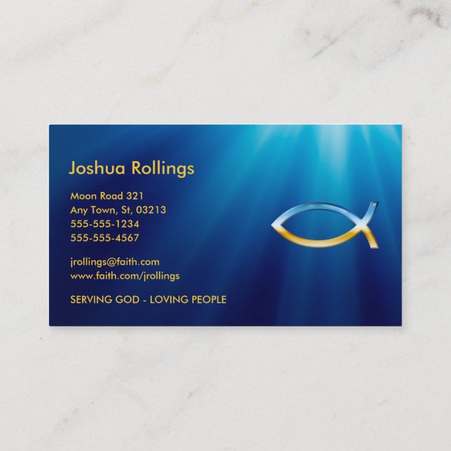 Christian Fish Symbol | Inspirational Business Card (Back)