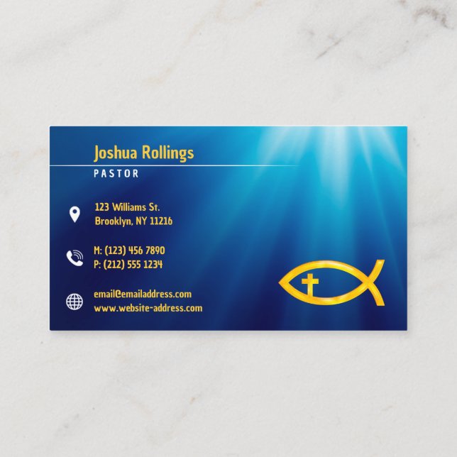 Christian Fish Symbol | Inspirational Business Card (Back)