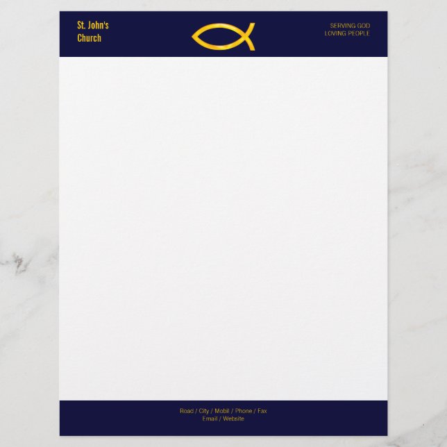 Christian Fish Symbol Letterhead (Front)
