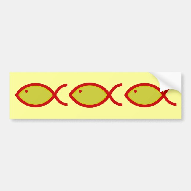 Christian Fish Symbol - LOUD! Gold and Red Bumper Sticker (Front)