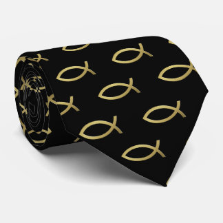 Christian Fish Symbol Pattern | Gold Tie