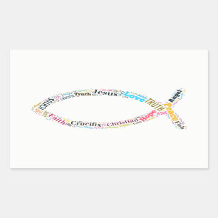 Christian Fish Symbol Rectangular Sticker