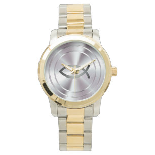 Christian Fish Symbol silver chrome Watch