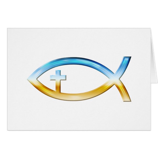 Christian Fish Symbol with Crucifix - Sky & Ground (Front Horizontal)
