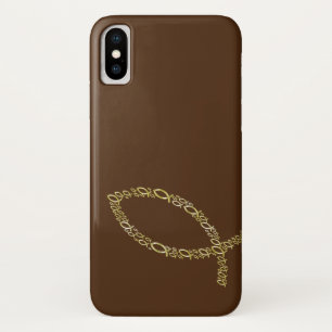 Christian Fish Symbols on brown Case-Mate iPhone Case