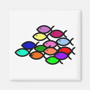 Christian Fish Symbols - Rainbow School - Magnet