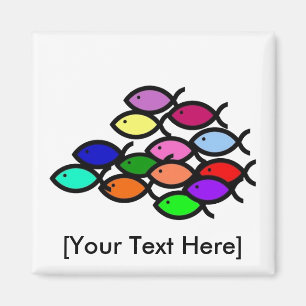 Christian Fish Symbols - Rainbow School - Magnet