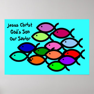 Christian Fish Symbols - Rainbow School - Poster
