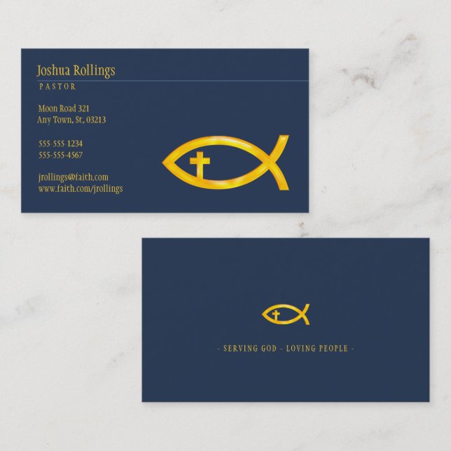 Christian Fish with Cross | Inspirational Business Card (Front/Back)