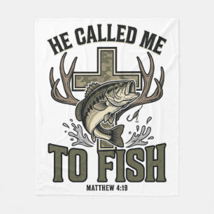Christian Fishing Design He Called Me to Fish Fleece Blanket
