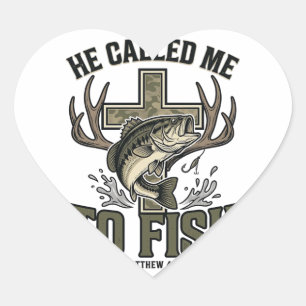 Christian Fishing Design He Called Me to Fish Heart Sticker
