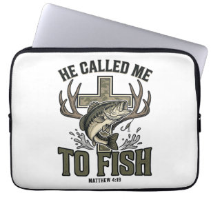 Christian Fishing Design He Called Me to Fish Laptop Sleeve