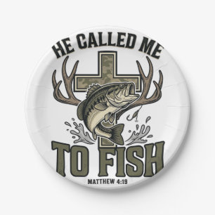 Christian Fishing Design He Called Me to Fish Paper Plate