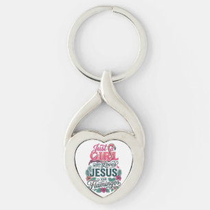 Christian Flamingo Girl Vintage Key Ring