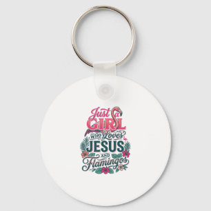 Christian Flamingo Girl Vintage Key Ring