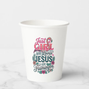 Christian Flamingo Girl Vintage Paper Cups