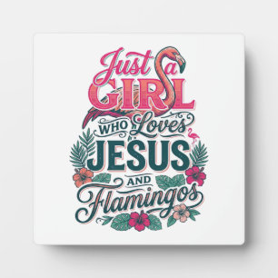 Christian Flamingo Girl Vintage Plaque
