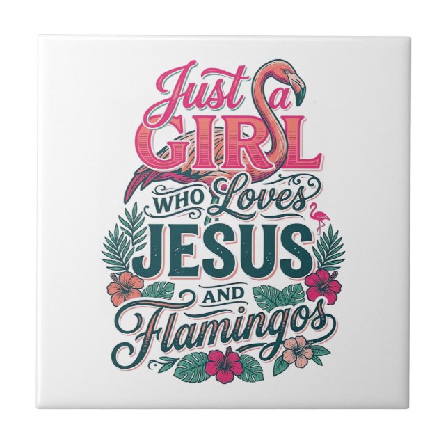 Christian Flamingo Girl Vintage Tile (Front)