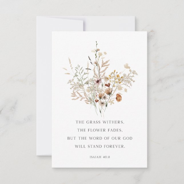 Christian Floral Art Isaiah 40:8 Greeting Card (Front)