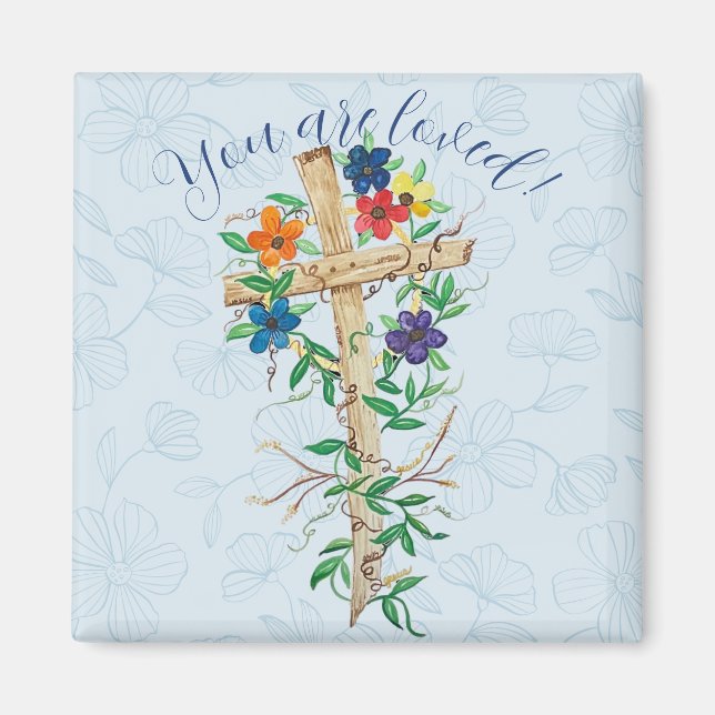 Christian Floral Cross  Magnet (Front)