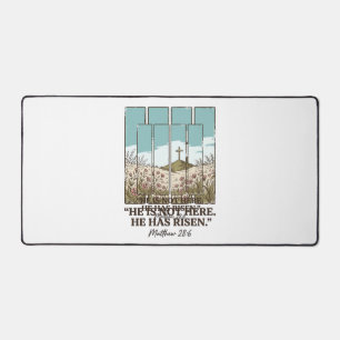 Christian Floral Cross Matthew 28_6 Vintage Desk Mat
