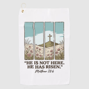 Christian Floral Cross Matthew 28_6 Vintage Golf Towel
