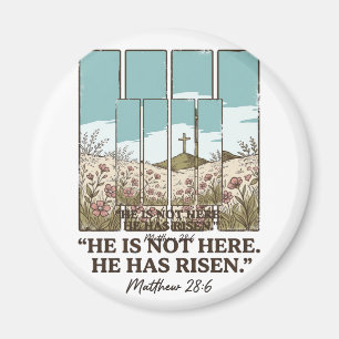 Christian Floral Cross Matthew 28_6 Vintage Magnet