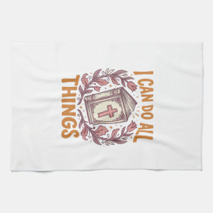 Christian Floral Faith Quote Vintage Shirt Design_ Tea Towel