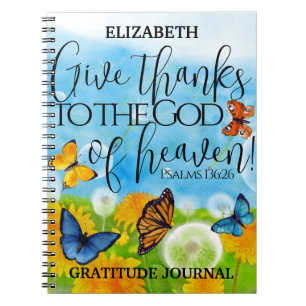 Christian Floral Give Thanks Gratitude Bible Verse Notebook